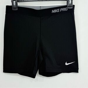 Nike Pro Black White Logo Athletic Bootie Shorts